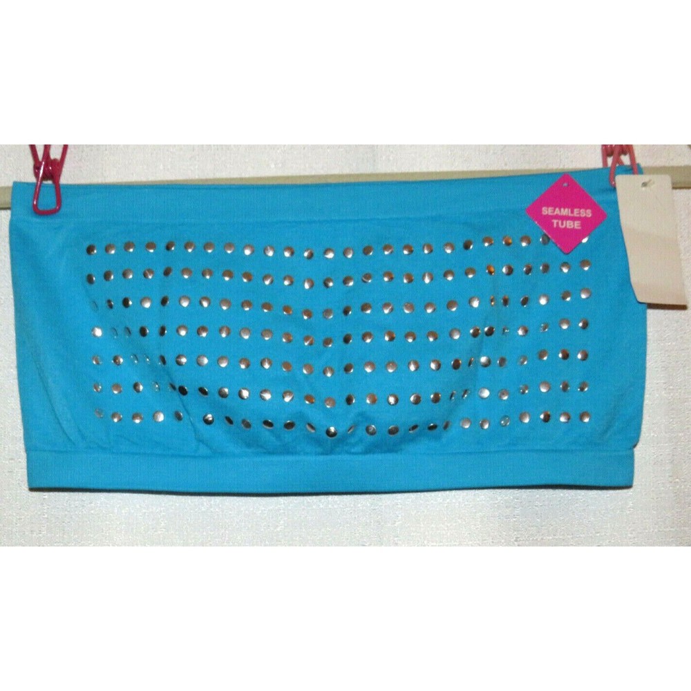 Elena Intimates Blue Studded Strapless Bandeau, Size XL